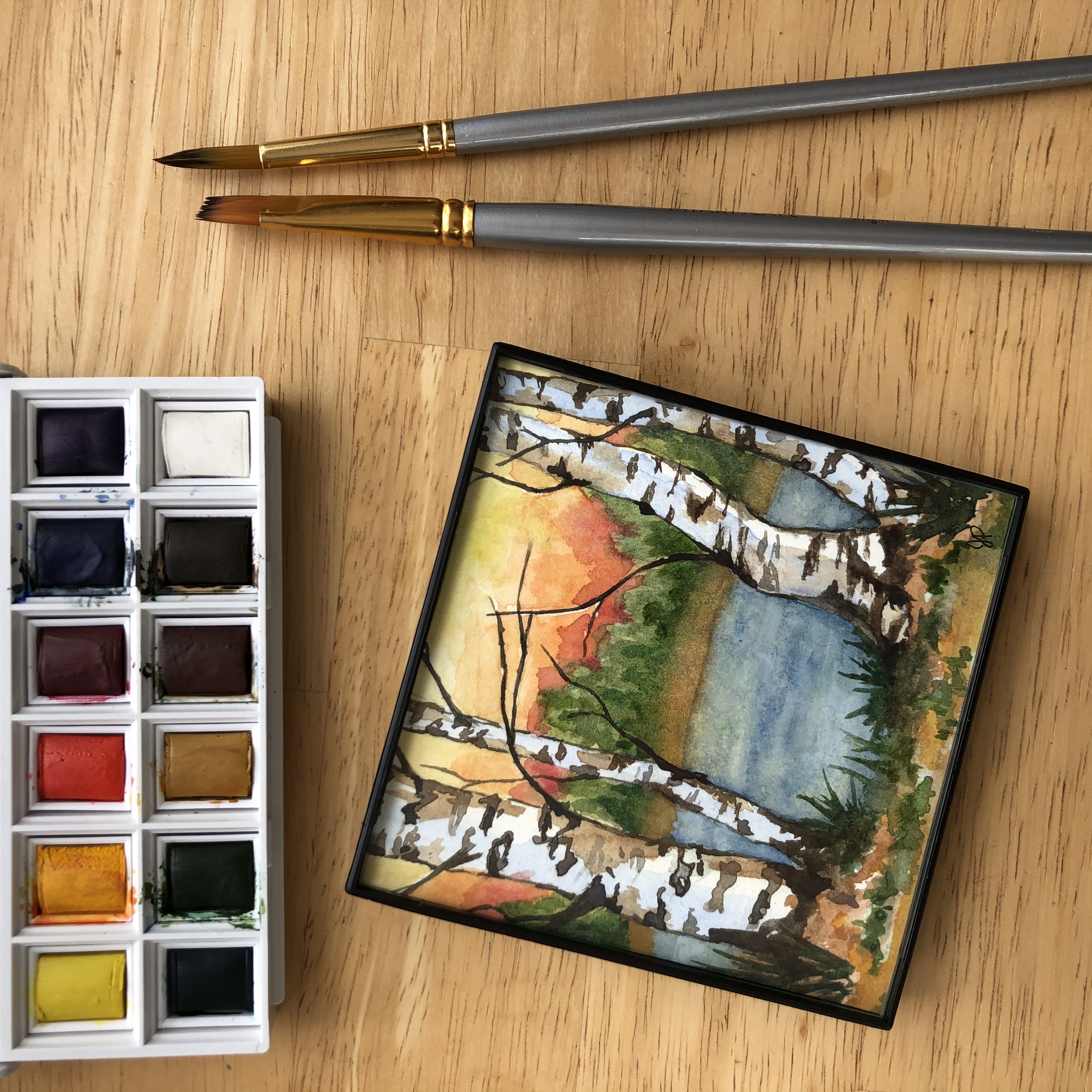 Birch Tree Watercolor Painting